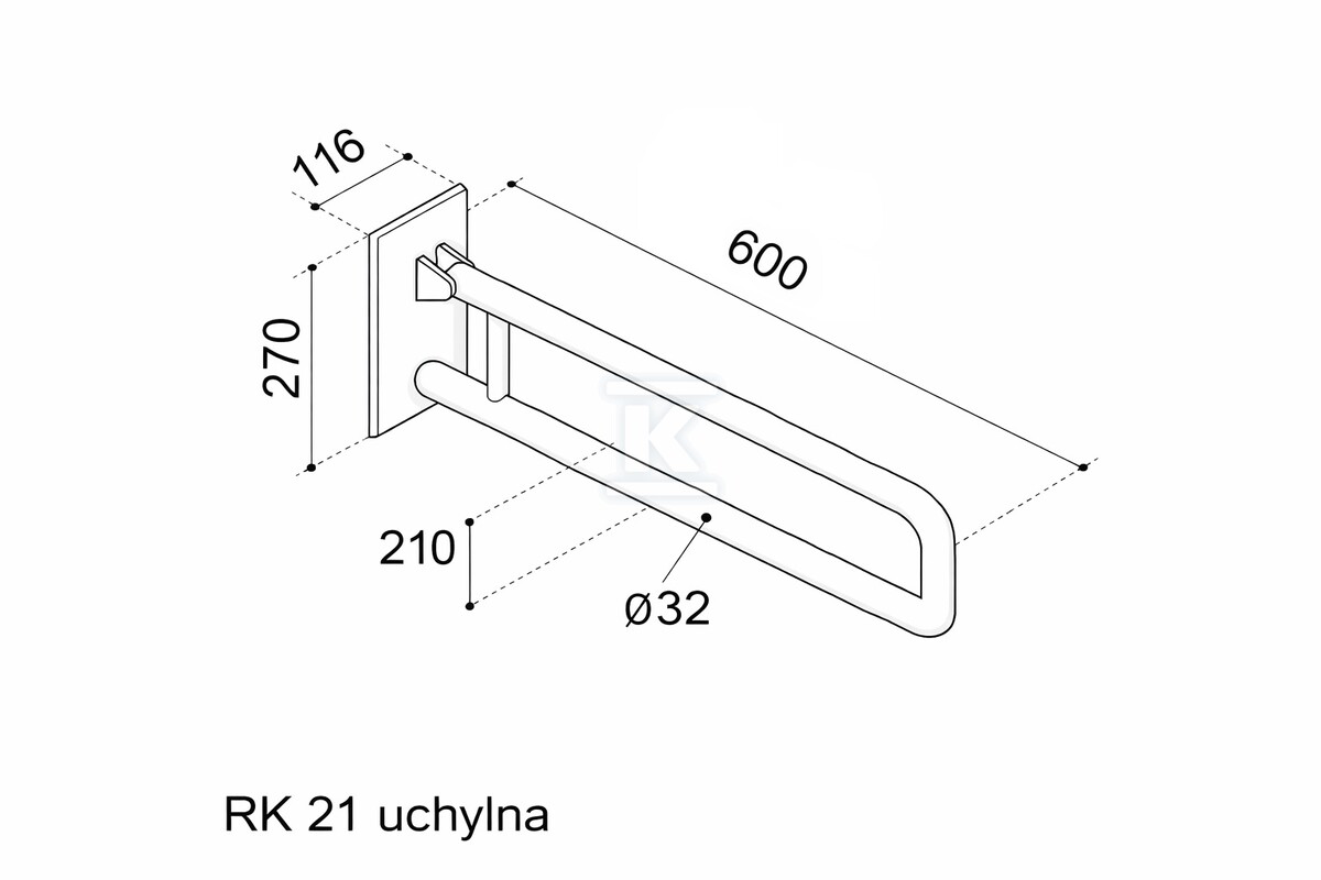 Rukohvat za osobe sa invaliditetom, - RK 21S 60/B